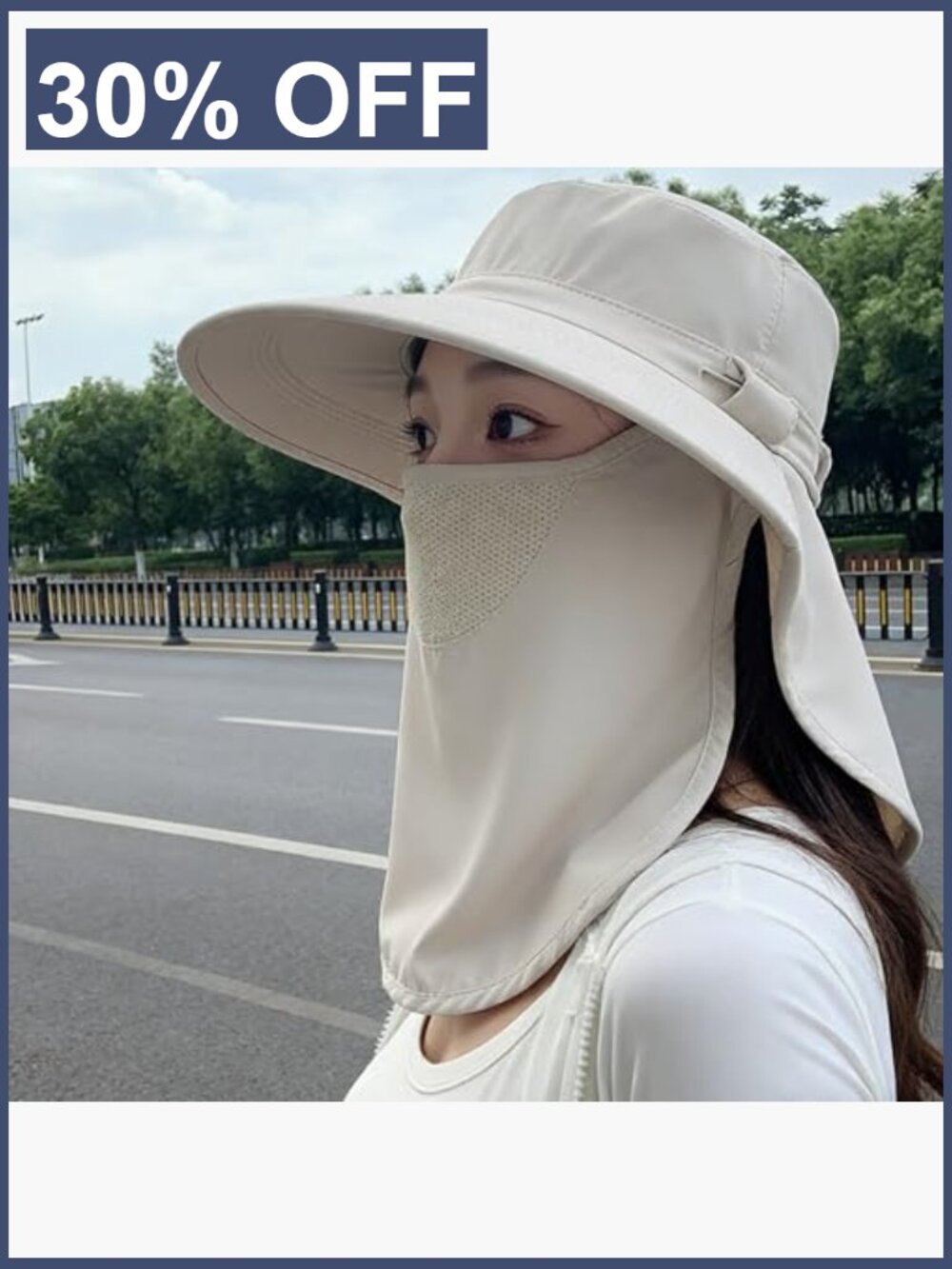 Large Brim Sun Hat with Detachable Face Neck Cover UPF 50+ - Picture 5 of 7